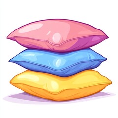 Pillows, minimal design, cartoon style, pink, yellow, blue