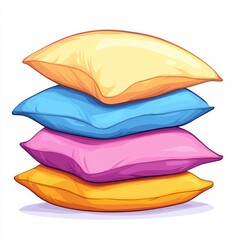 Pillows, minimal design, cartoon style, pink, yellow, blue