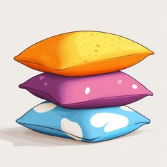 Pillows, minimal design, cartoon style, pink, yellow, blue