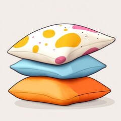 Pillows, minimal design, cartoon style, pink, yellow, blue