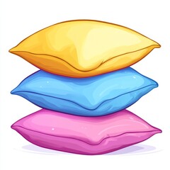 Pillows, minimal design, cartoon style, pink, yellow, blue