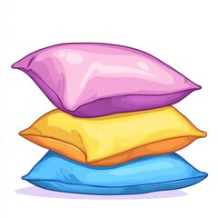 Pillows, minimal design, cartoon style, pink, yellow, blue