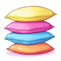 Pillows, minimal design, cartoon style, pink, yellow, blue