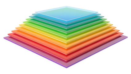 Abstract image of colorful, stacked squares forming a pyramid shape. The image evokes a sense of hierarchy, structure, and visual interest.