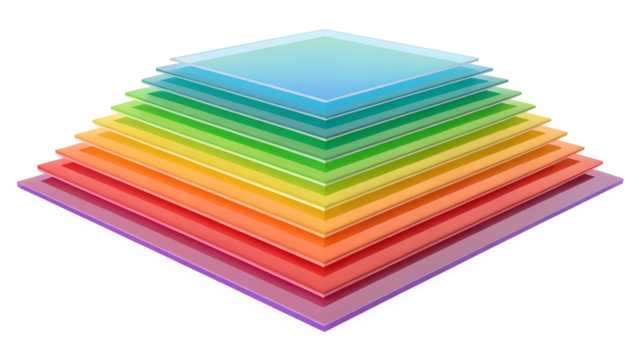 Abstract image of colorful, stacked squares forming a pyramid shape. The image evokes a sense of hierarchy, structure, and visual interest.