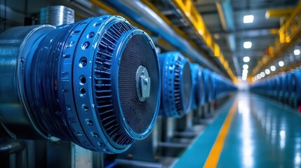 Fototapeta premium Industrial Turbine Machines in a Modern Manufacturing Facility with a Focus on Precision Engineering and High-Technology Production Processes