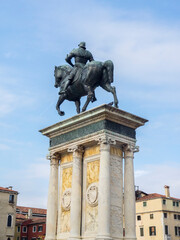 Fototapeta premium Italy, Venice. Statue of Bartolomeo Colleoni of 15th century. Renaissance monument on Campo Santi Giovanni.
