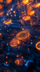 bitcoin coin with copy space vertically 9:16