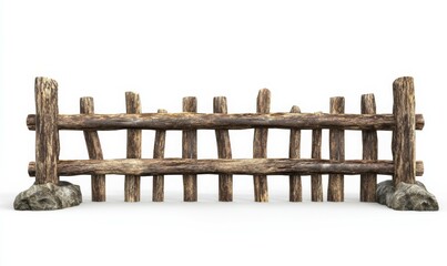 Naklejka premium A picture of a DIY wooden fence installation with a clipping path included for easy customization, clipping path, isolated, installation