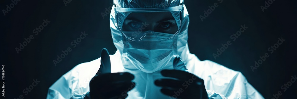 Aufkleber protective gear and gloves displayed with fading viruses illustrating safety measures during health 