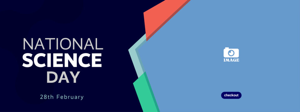 National Science Day. Banner design with abstract element for greeting, advertising, promotion