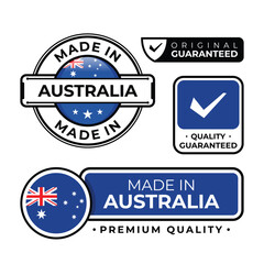 Obraz premium Badge bundle made in Australia label icon emblem isolated on white background