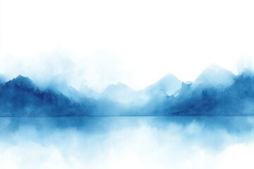 Tranquil Dawn Watercolor Background in Soft Blue and White Hues with Space for Text or Image