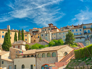Obraz premium Italy, Umbria, Assisi. City view from below