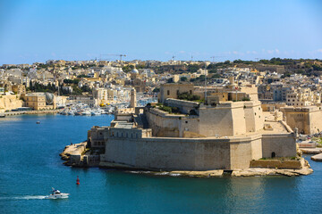 Valletta, Malta. Walled city and island medieval fortress on the Mediterranean
