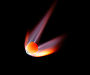 a burning meteorite with a tail of flames.