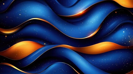 Abstract Blue and Gold Waves Background Texture: Elegant Luxury Design