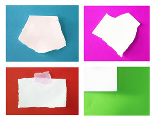 Set of ripped torn paper on white background with space for your message in your work.