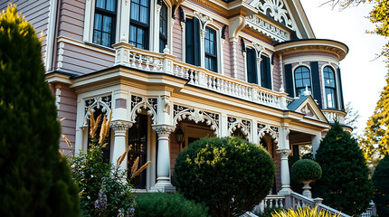 Obraz premium Victorian Mansion: A Grand Architectural Masterpiece. Discover the exquisite details and timeless elegance of this stunning home. Luxury real estate at its finest.