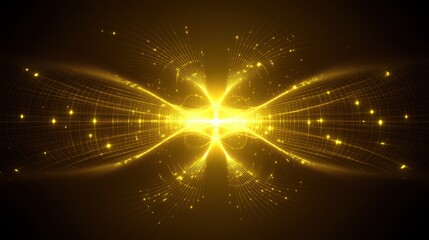 Golden Abstract Light Energy Waves Flowing