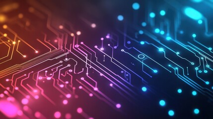 Fototapeta premium Abstract Neon Circuit Board Design Showing Technology