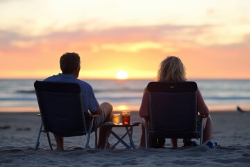 Obraz premium Sunset Serenity A Beachside Escape