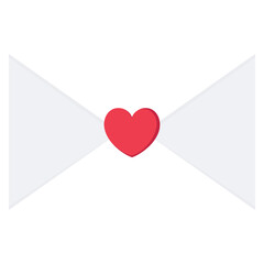 Single love letter mail with red heart shape stamp graphic flat design illustration vector for Valentine day, Mother's day, Women's Day interface app icon ui ux banner web isolated on white background