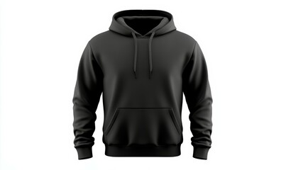 Blank black male hoodie sweatshirt long sleeve, mens hoody with hood for your design mockup for print, isolated on white background.