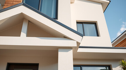 Obraz premium Modern House Exterior: Contemporary Home Design and Architecture Photography. Real Estate, Residential Property, New Build