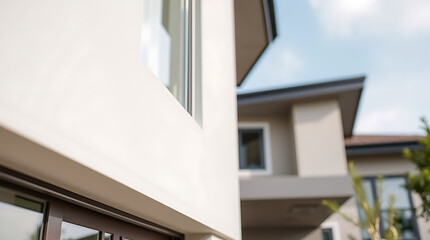 Modern House Exterior: Architectural Design and Real Estate Photography. Clean lines, minimalist style, luxury home, bright sunlight, contemporary architecture, residential property, suburban setting.