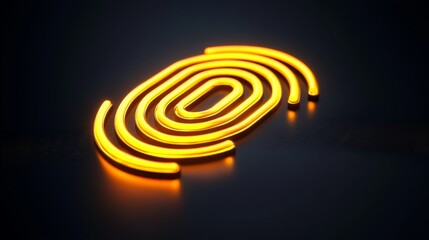Minimalist yellow fingerprint icon glowing on a sleek black background, symbolizing digital security and modern identity in bold contrast