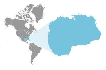 Gulf of Mexico on the world map. The Gulf of Mexico may be renamed The Gulf of America