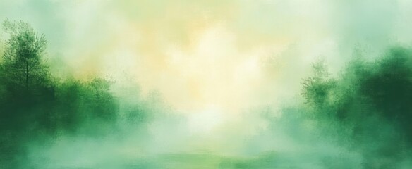 watercolor abstract landscape background pastel green yellow gradient serene tranquil