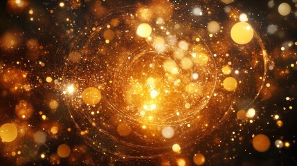 Obraz premium Golden Lights Swirling In A Dark Galaxy