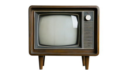 Vintage tv - antique wooden box television isolated for object. retro technology