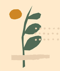 Abstract Shapes Minimalist Floral Composition Poster