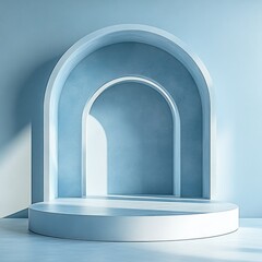 Blue Geometric Podium Minimalist Design for Product Display Modern Stage Presentation