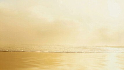 A serene beach scene with soft golden light, gentle waves, and a tranquil atmosphere, perfect for promoting vacation spots, spa retreats, or resort getaways on flyers and marketing materials.
