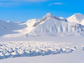 Glacier Fridtjovbreen. Landscape in Van Mijenfjorden National Park, (former Nordenskiold National Park), Island of Spitsbergen.