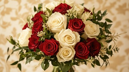 Elegant Bouquet of Red and White Roses