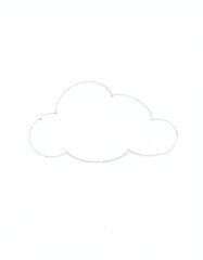 single white cloud with transparent background, crayon drawing. isolated with white highlights