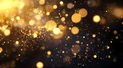 Obraz premium Glittering Gold Particles Against Dark Background for Festive Theme