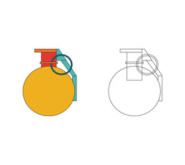 Illustration hand grenade retro unique design with blank background