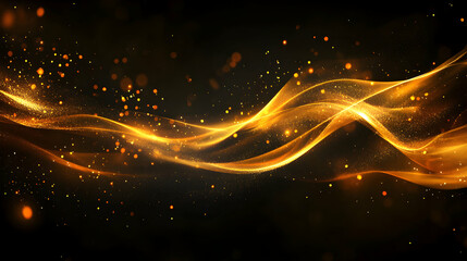 Fototapeta premium Golden Wave Abstract Background with Sparkles and Light Effects