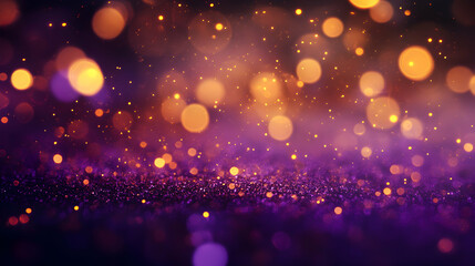 Fototapeta premium Colorful Bokeh Background with Golden and Purple Glitter Elements