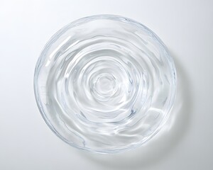 Clear Glass Bowl with Concentric Ripples
