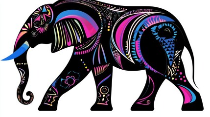 Creative style elephant illustration bold colors and unique digital artwork