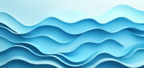 Obraz premium Abstract Light Blue Waves Background with Flowing Curves and Layered Paper Texture for Modern Design Projects and Creative Visuals