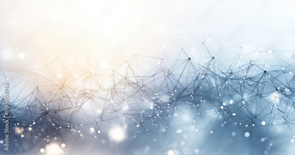 Poster abstract network design with interconnected lines and dots showcasing technology and data connection