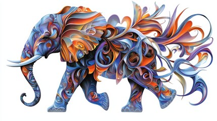 Colorful elephant art display engaging abstract digital artwork for modern spaces